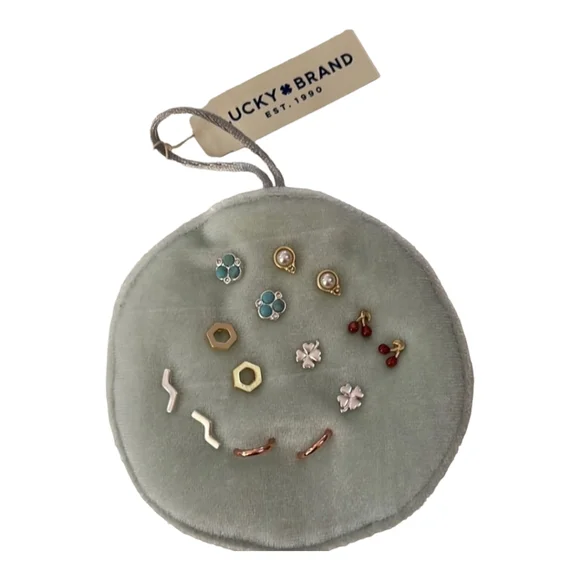 Lucky Brand Multi Tones Studs Earrings Set of 7-Pc. Semi Precious Accents - Picture 3 of 4